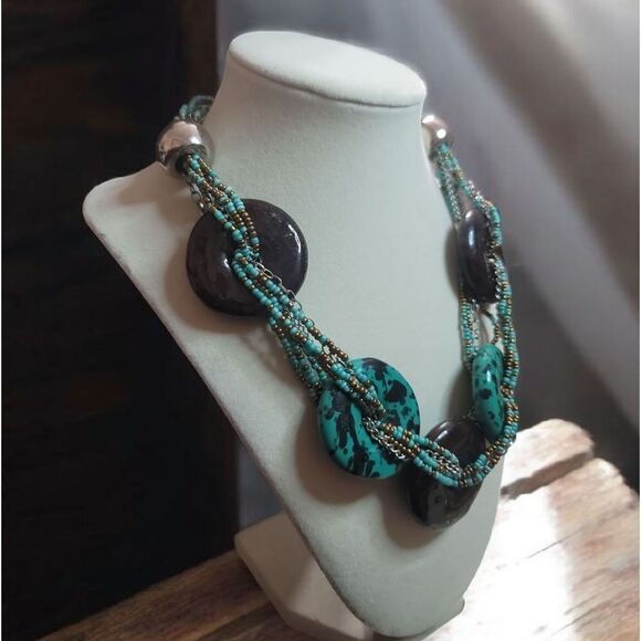 All Leather Brown Women's Tote Bag And NECKLACE SET IN EUC - Picture 9 of 12